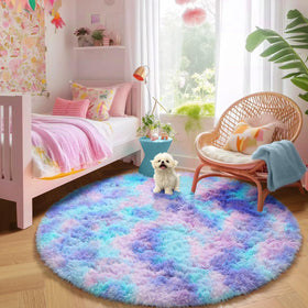 Amdrebio Easy-clean round rug, simple spot cleaning.