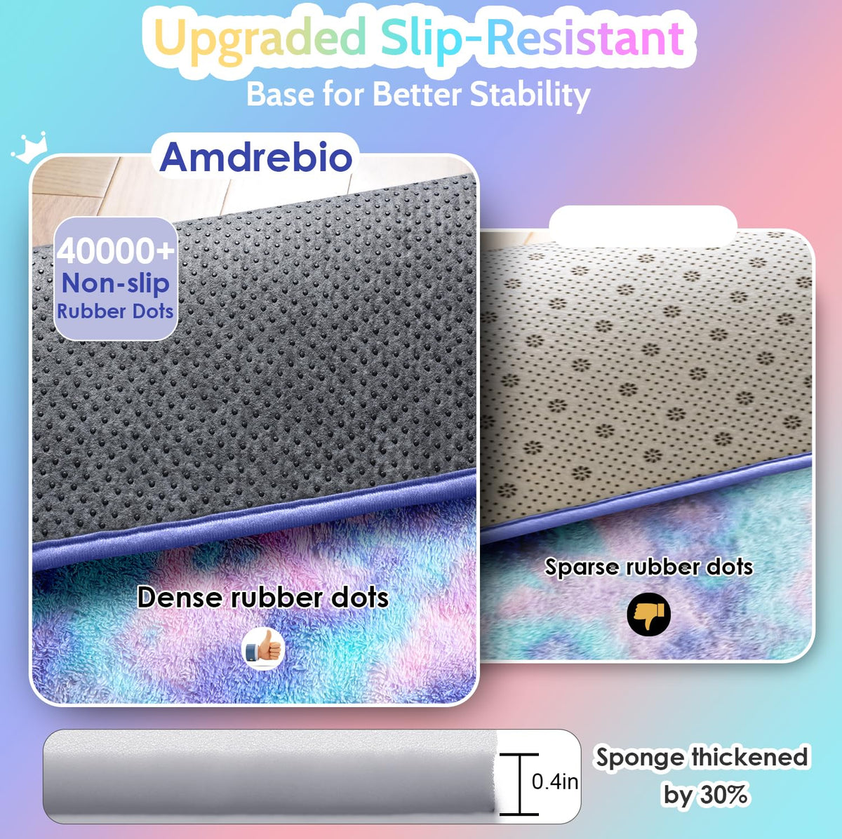 Amdrebio Furry rug provides cushioned steps for toddlers.