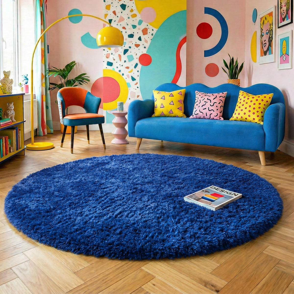 Amdrebio navy blue round rug nursery cozy corner offers soft floor comfort