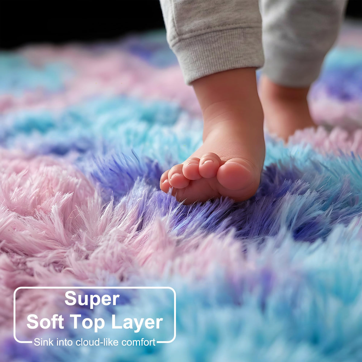 Amdrebio Playroom round rug ideal for kids and pets.