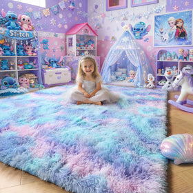 Amdrebio purple rainbow rug for bedroom adds cozy warmth and style.