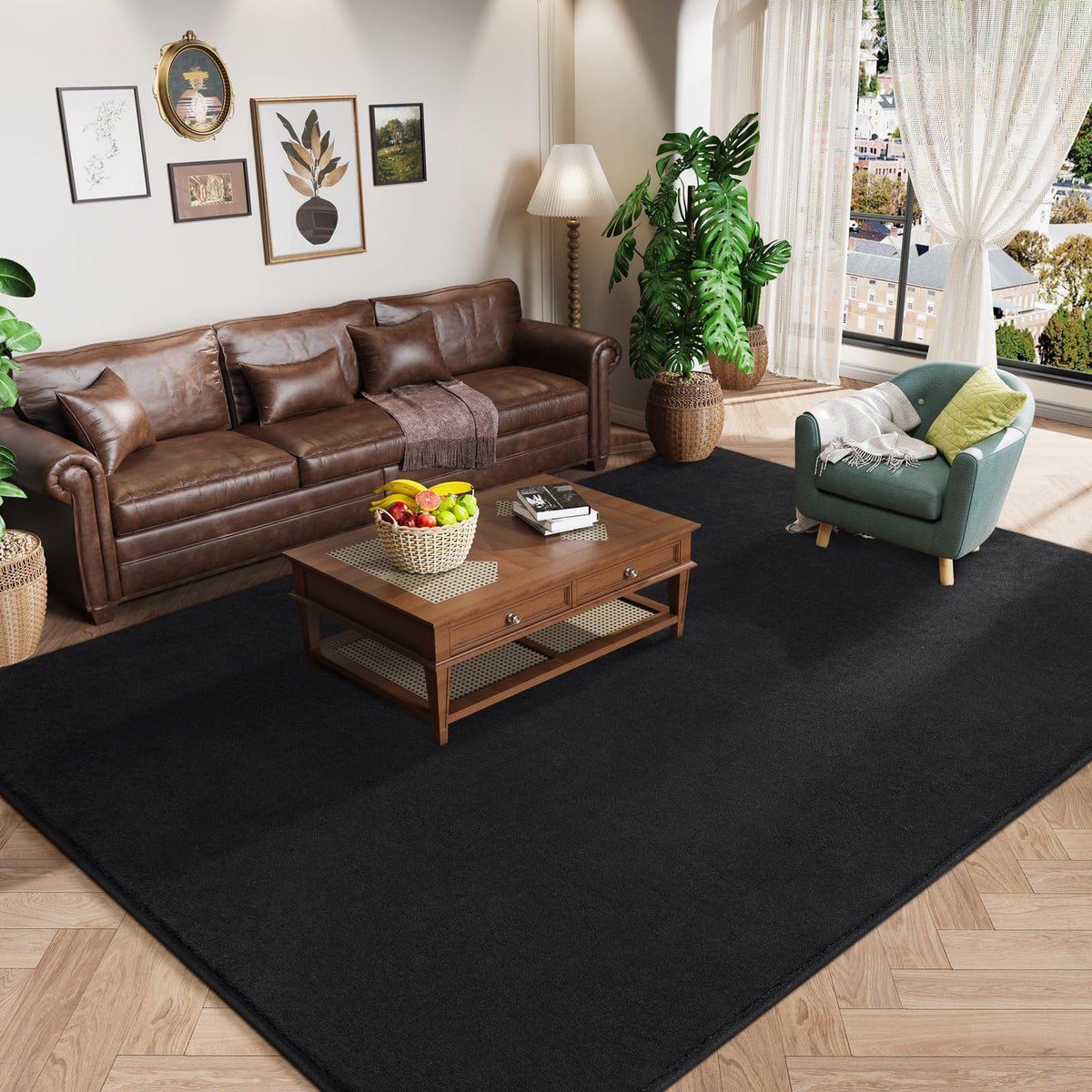 Amearea 4x6 black fluffy rug adds cozy comfort to bedrooms.