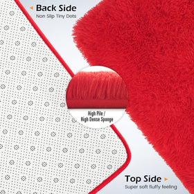 Amearea red fluffy rug placed in a living room for warmth and style