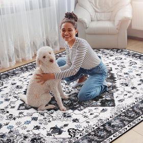Amearea vintage floral rug 4x6 in a bedroom decor adds warmth and style.