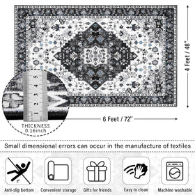 Amearea vintage floral rug 4x6 machine-wash care keeps cleaning simple.