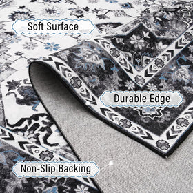 Amearea vintage floral rug 4x6 no-slip surface helps keep areas safe.