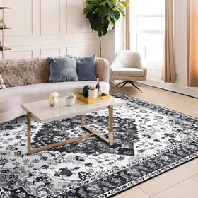 Amearea vintage floral rug 4x6 under-side grip with TPR for stable placement.