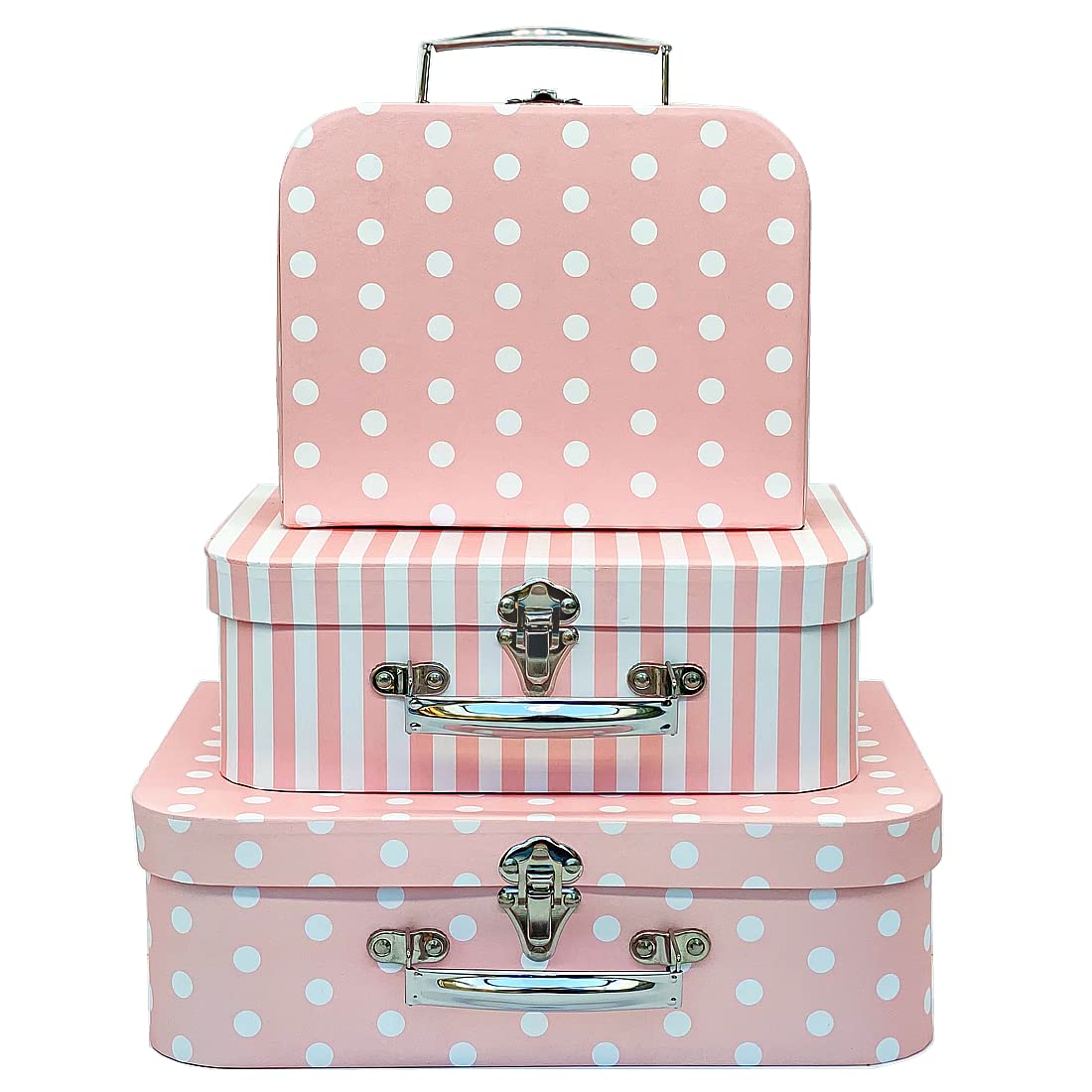 Amedoo paperboard suitcases 3-pack decorative boxes for stylish kids' room storage.