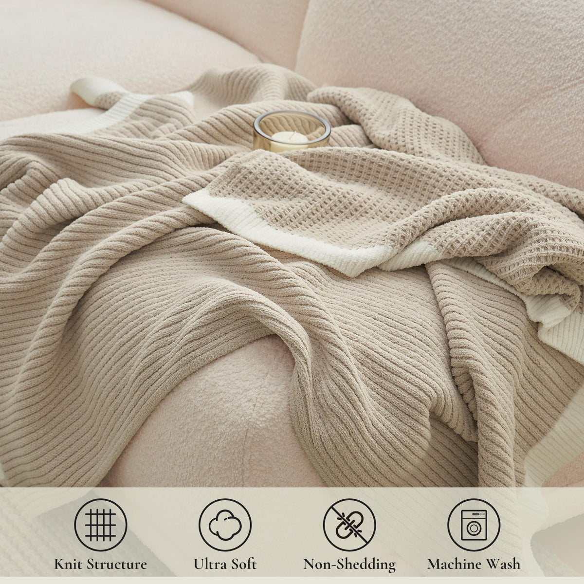 Amélie Home chenille throw provides lightweight warmth for all-season comfort.