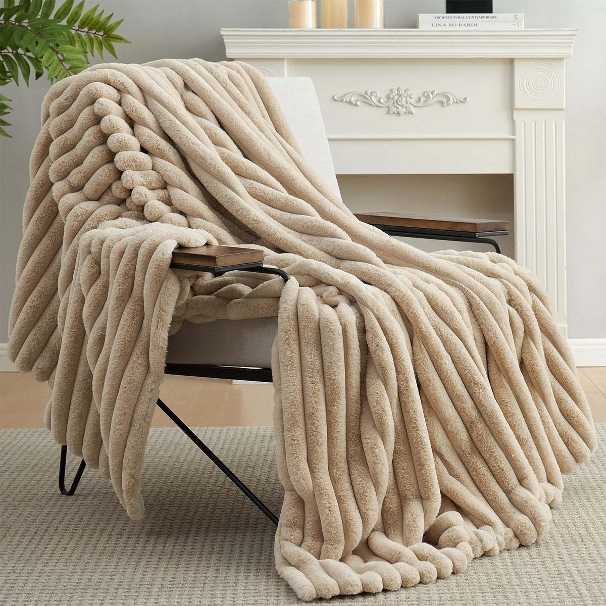 Amélie Home blanket draped over chair for a relaxed vibe