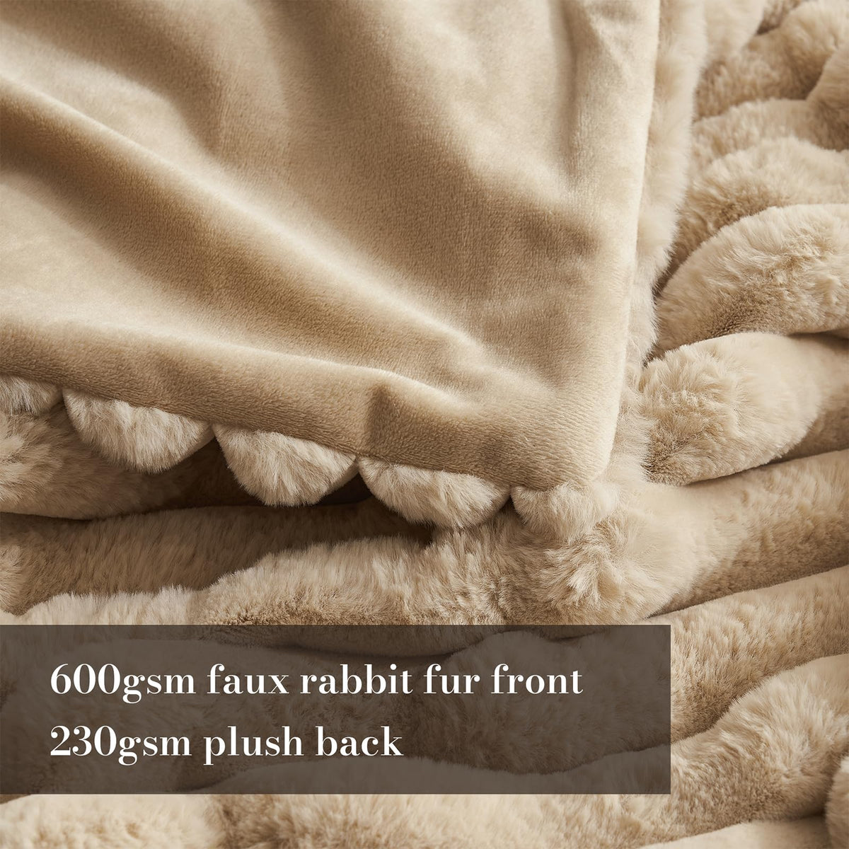 Reversible Amélie Home blanket showing fur front and fleece back