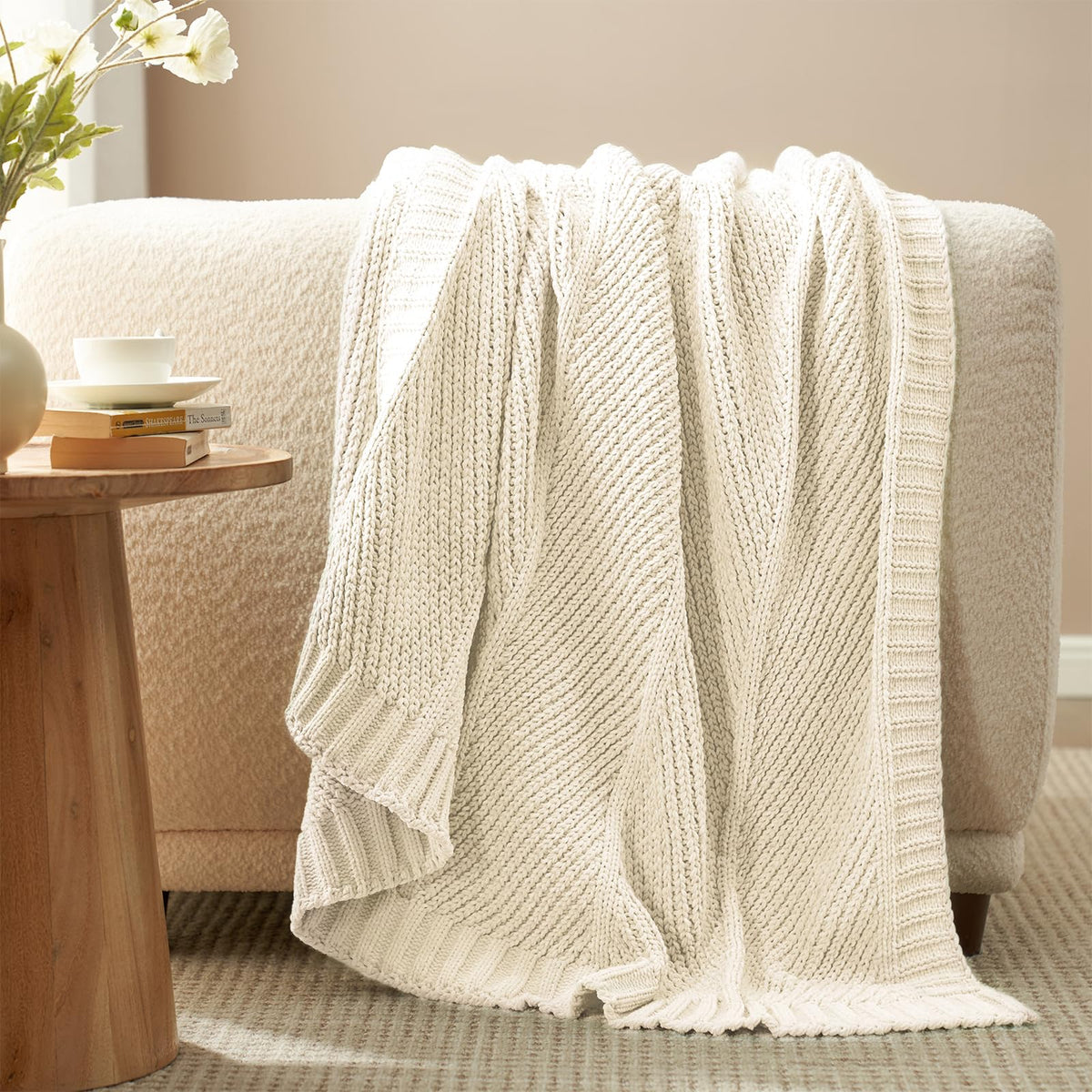 Amélie Home knit throw blanket chenille texture for cloud-soft comfort.