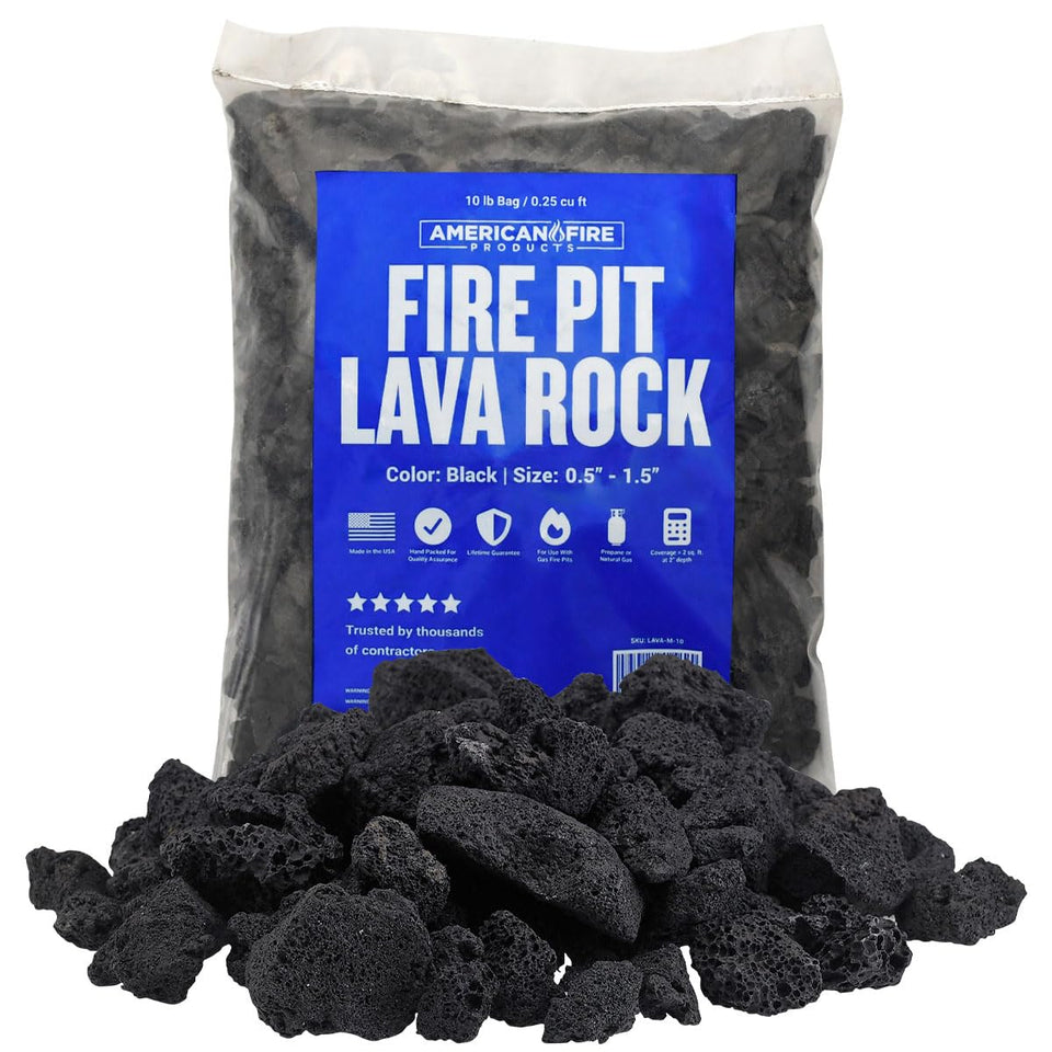 American Fireglass lava rock 10 lb bag ready for durable fire pit use