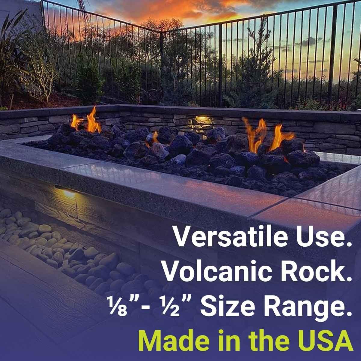 American Fireglass lava rock used as fireplace decor to conceal piping