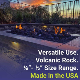 American Fireglass lava rock used as fireplace decor to conceal piping