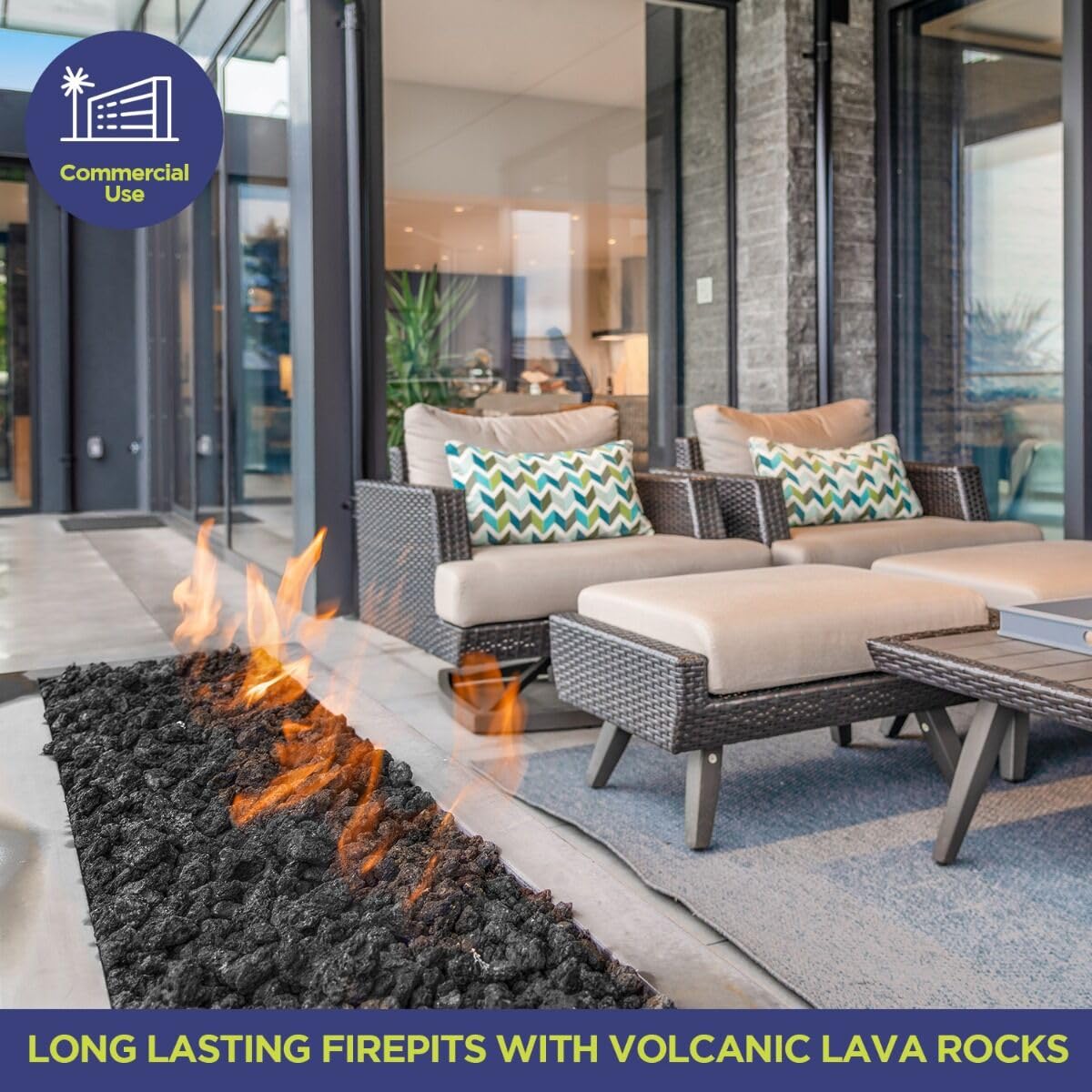 American Fireglass lava rock suitable for planters and garden features