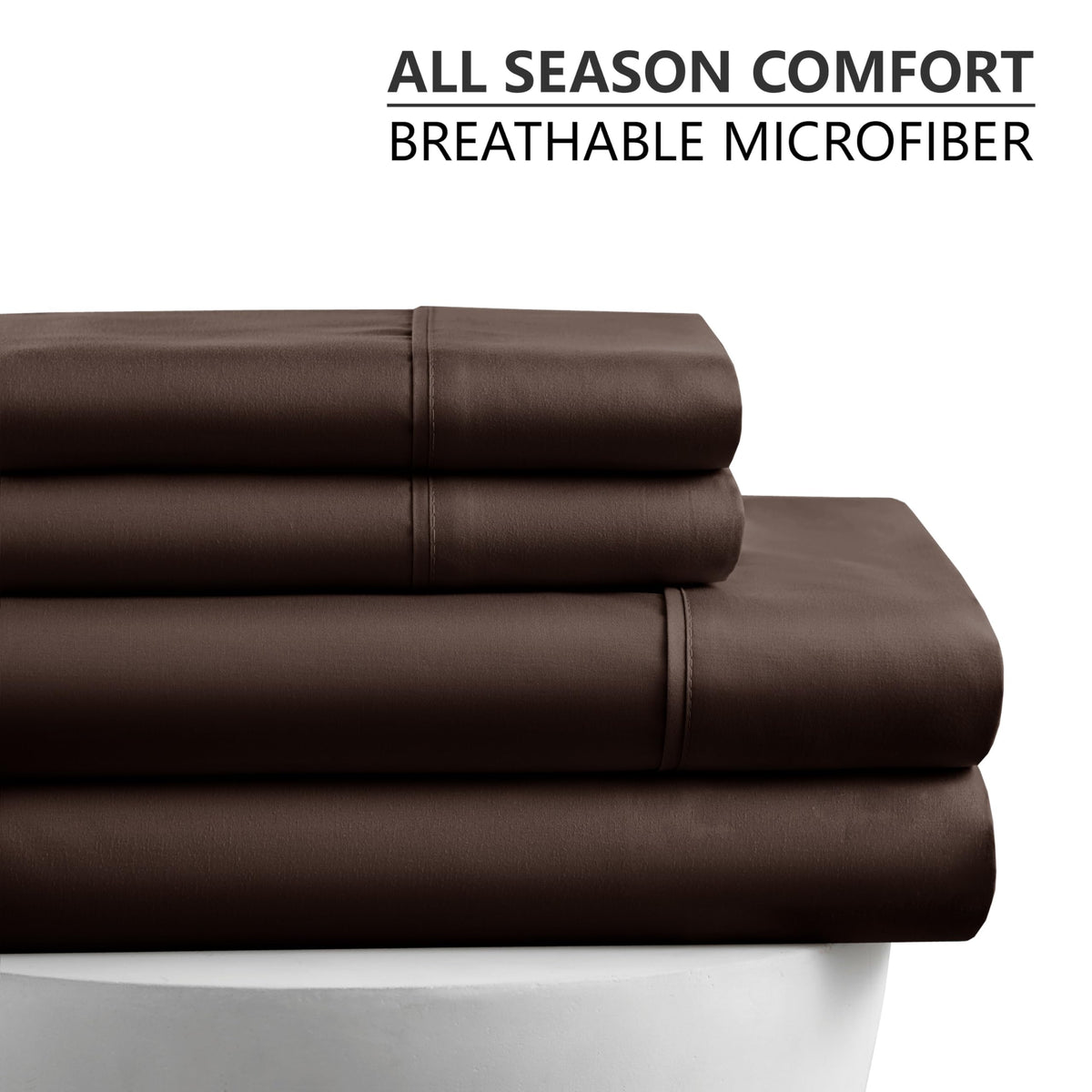 American Home Collection queen sheet set brown flat-sheet close-up emphasizes smooth, breathable feel.