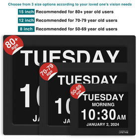 American Lifetime dementia clock alarm setting demonstrates daily reminders.