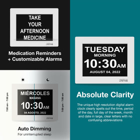 Auto dimming feature on the American Lifetime dementia clock in low light