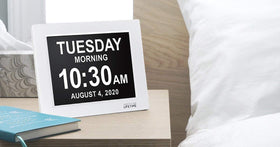 American Lifetime dementia clock large display with crisp digits aids quick recognition for seniors.