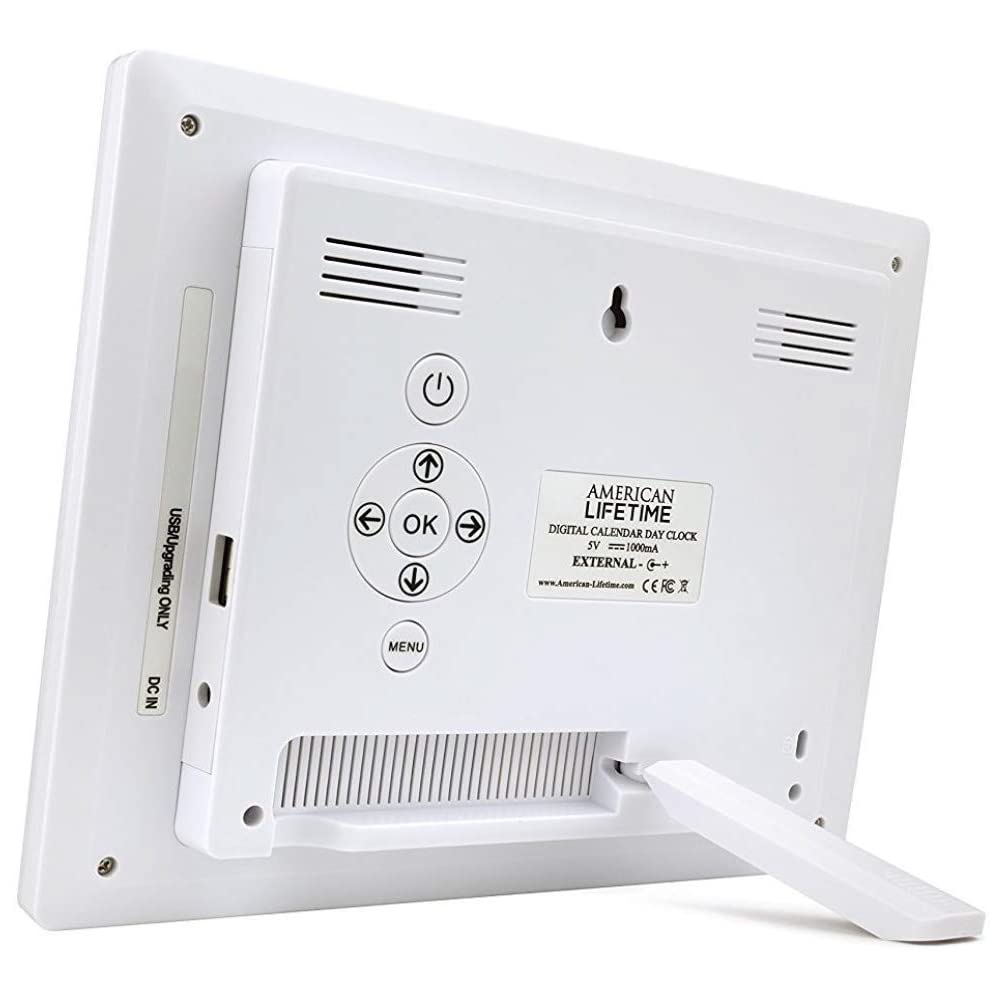 American Lifetime dementia clock with alarms helps schedule daily reminders.