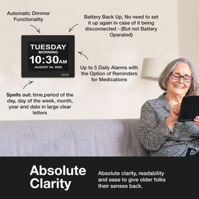 American Lifetime dementia clock day and date display helps daily orientation.