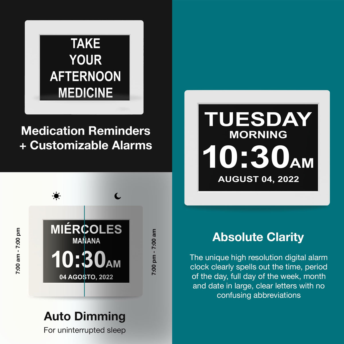 American Lifetime dementia clock supports multiple languages for diverse caregivers.