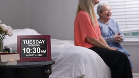 American Lifetime premium mahogany finish clock adds an elegant touch