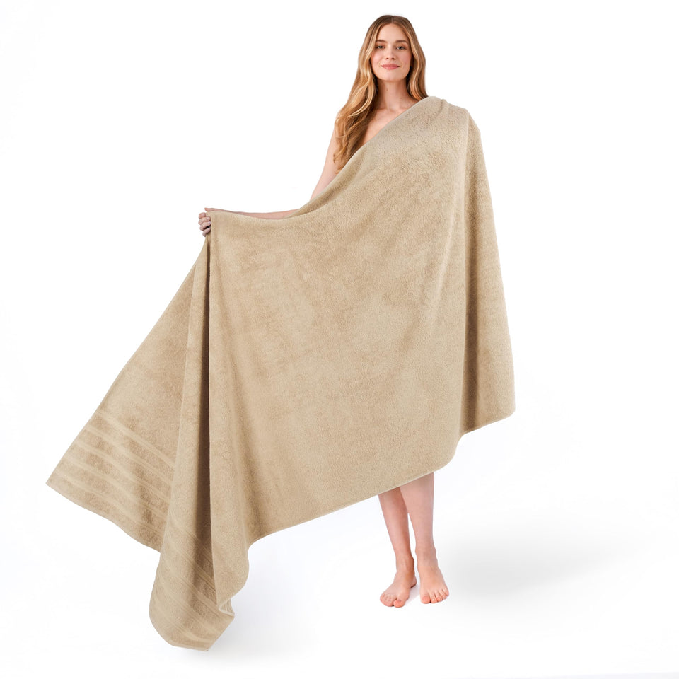 American Soft Linen 35x70 towel in flatlay emphasizing jumbo size for bath and beach use