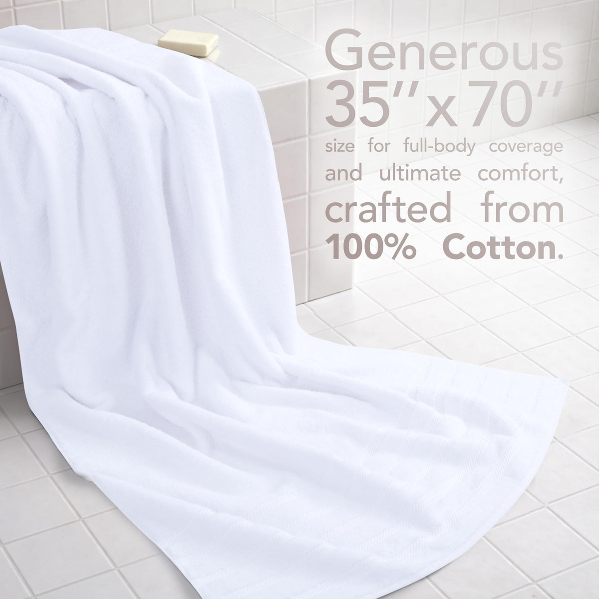 American Soft Linen 35x70 bath towel folded for compact storage and quick drying.