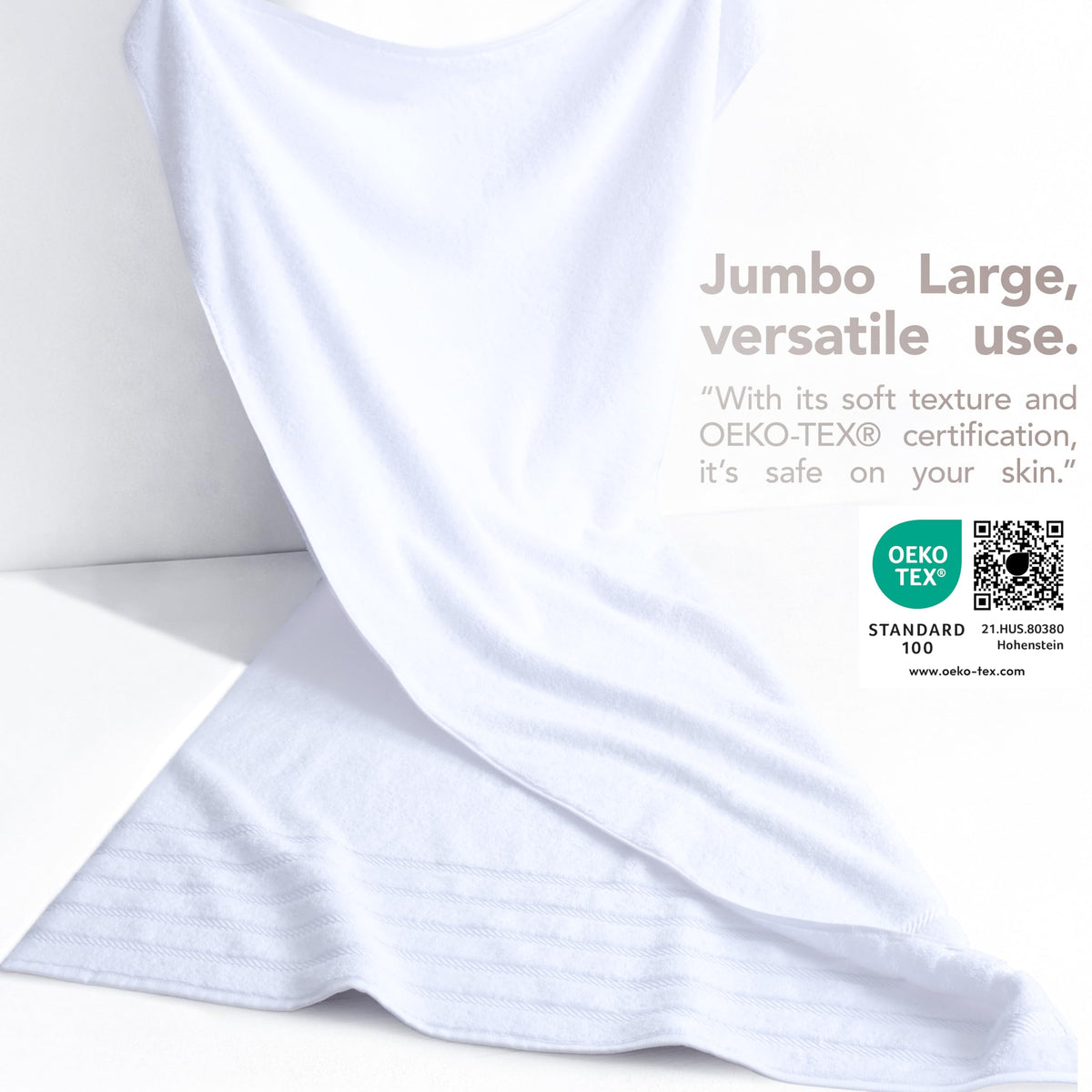 American Soft Linen 35x70 bath towel stacked display highlighting oversized dimensions.