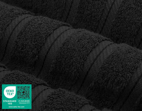 American Soft Linen black bathroom towels display in a stylish setting
