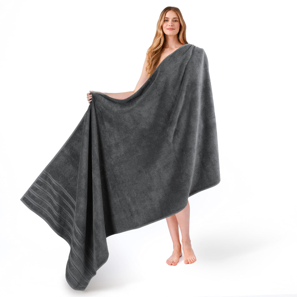 American Soft Linen 35x70 towel flatlay shows oversized luxury and plush texture