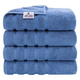 American Soft Linen electric blue bath towel set in vivid shade, perfect for an upscale bathroom update.