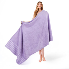 American Soft Linen jumbo bath towel in lilac, folded neatly for a plush, oversized feel.