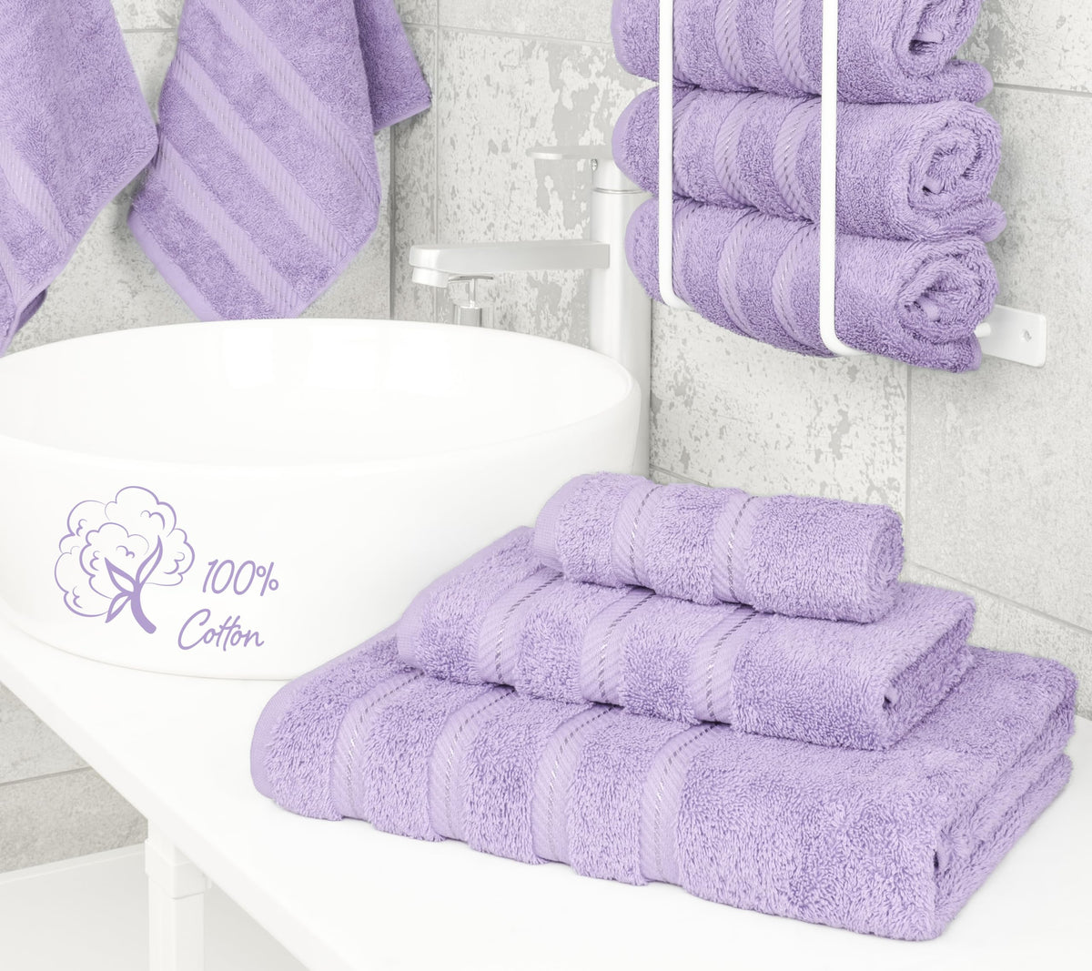 American Soft Linen lilac hand towel 16x28 ideal for quick hand drying and spa-like comfort