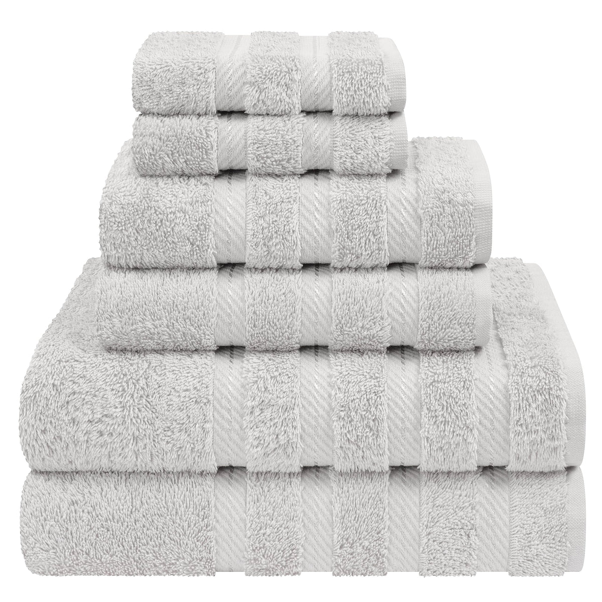 American Soft Linen luxury towel set bath towels in silver grey offer plush softness and quick drying.
