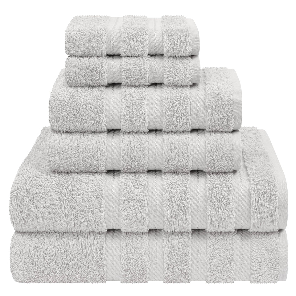 American Soft Linen luxury towel set bath towels in silver grey offer plush softness and quick drying.