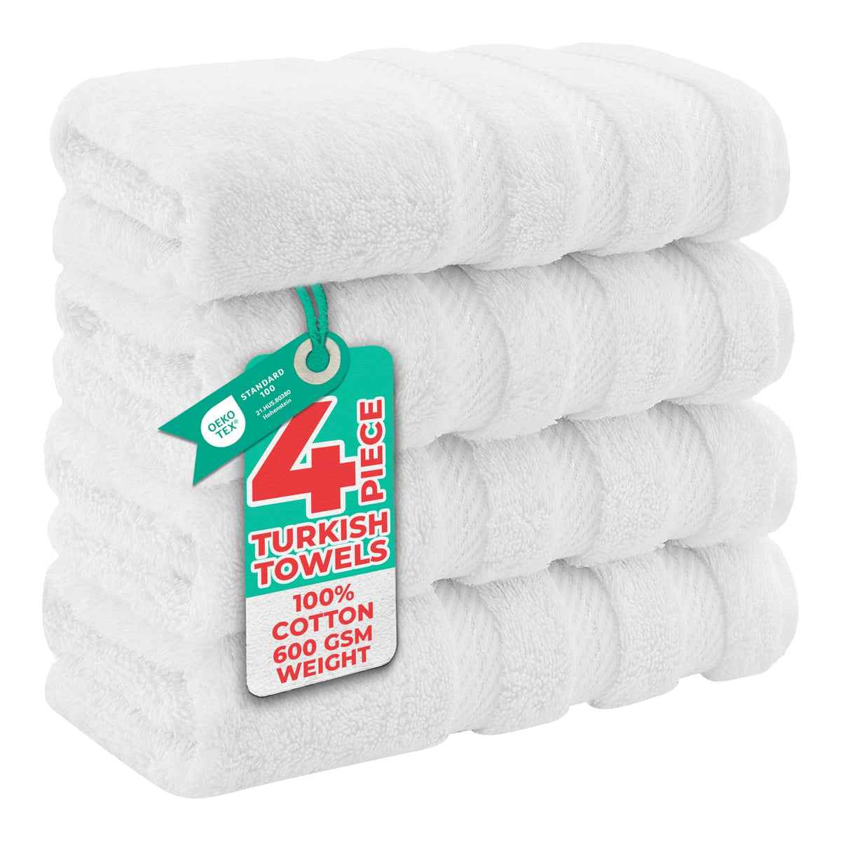 American Soft Linen luxury hand towels set laid flat to show 16x28 size and plush texture