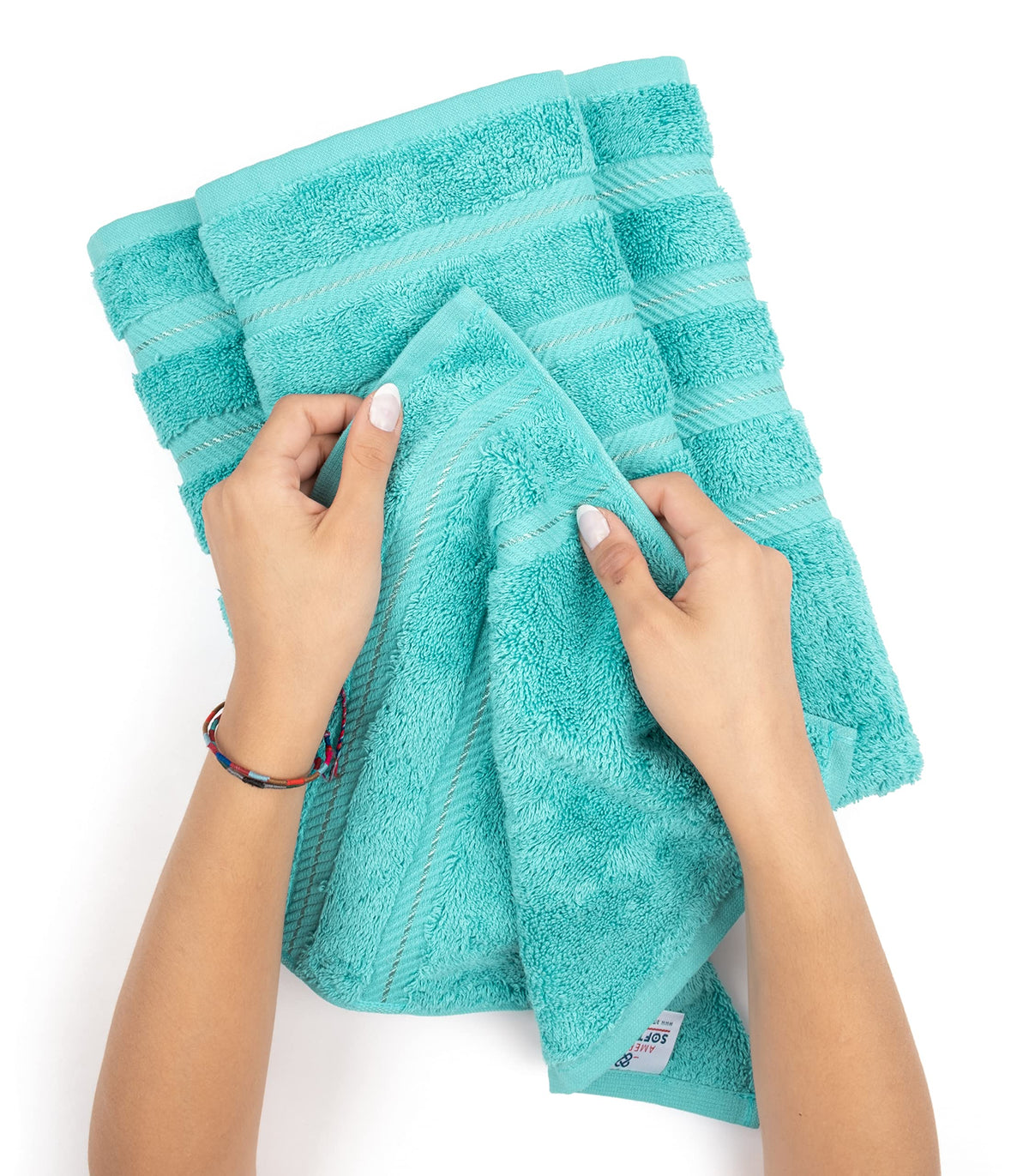 OEKO-TEX certified label on American Soft Linen towels.