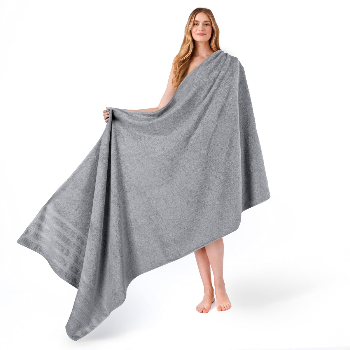 American Soft Linen oversized bath towel 35x70 wrapped in luxury after shower.