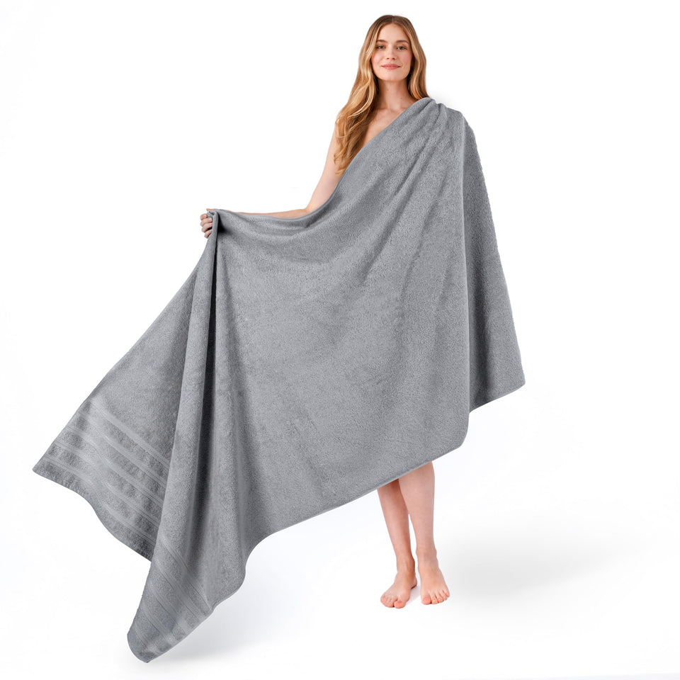 American Soft Linen oversized bath towel 35x70 wrapped in luxury after shower.