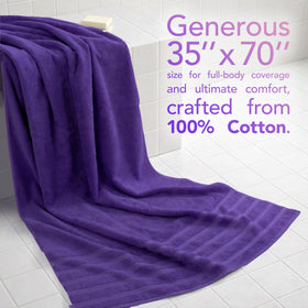 American Soft Linen oversized purple towel, 35x70 inches, ideal for poolside lounging