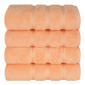 American Soft Linen peach towel care-instruction label showing easy maintenance.