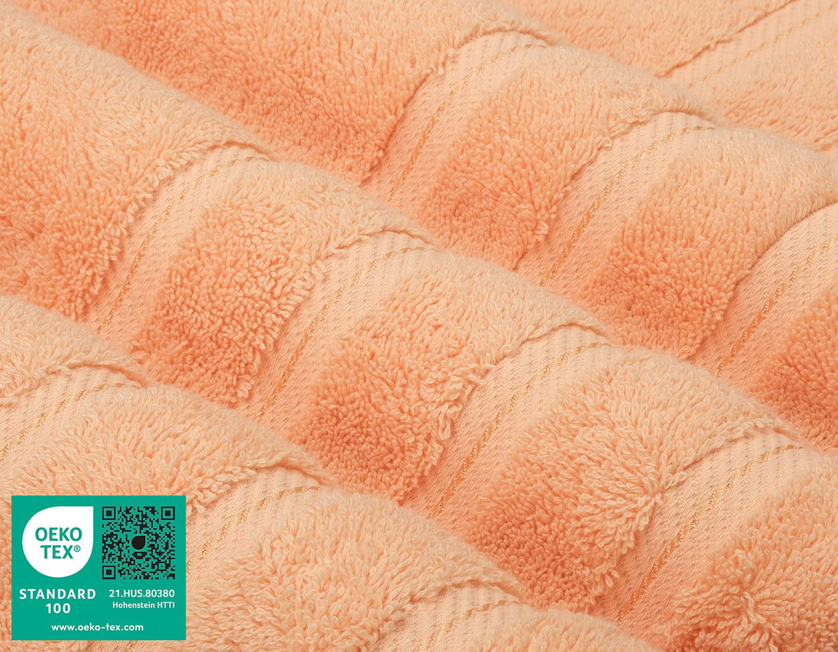 American Soft Linen peach hand towel texture detail emphasizing Turkish cotton quality.