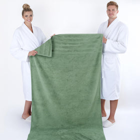 American Soft Linen sage-green color towel on a sample swatch for bathroom décor.