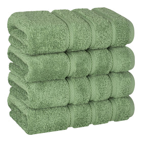 American Soft Linen sage green hand towels 16x28 close-up texture shows plush weave and absorbency