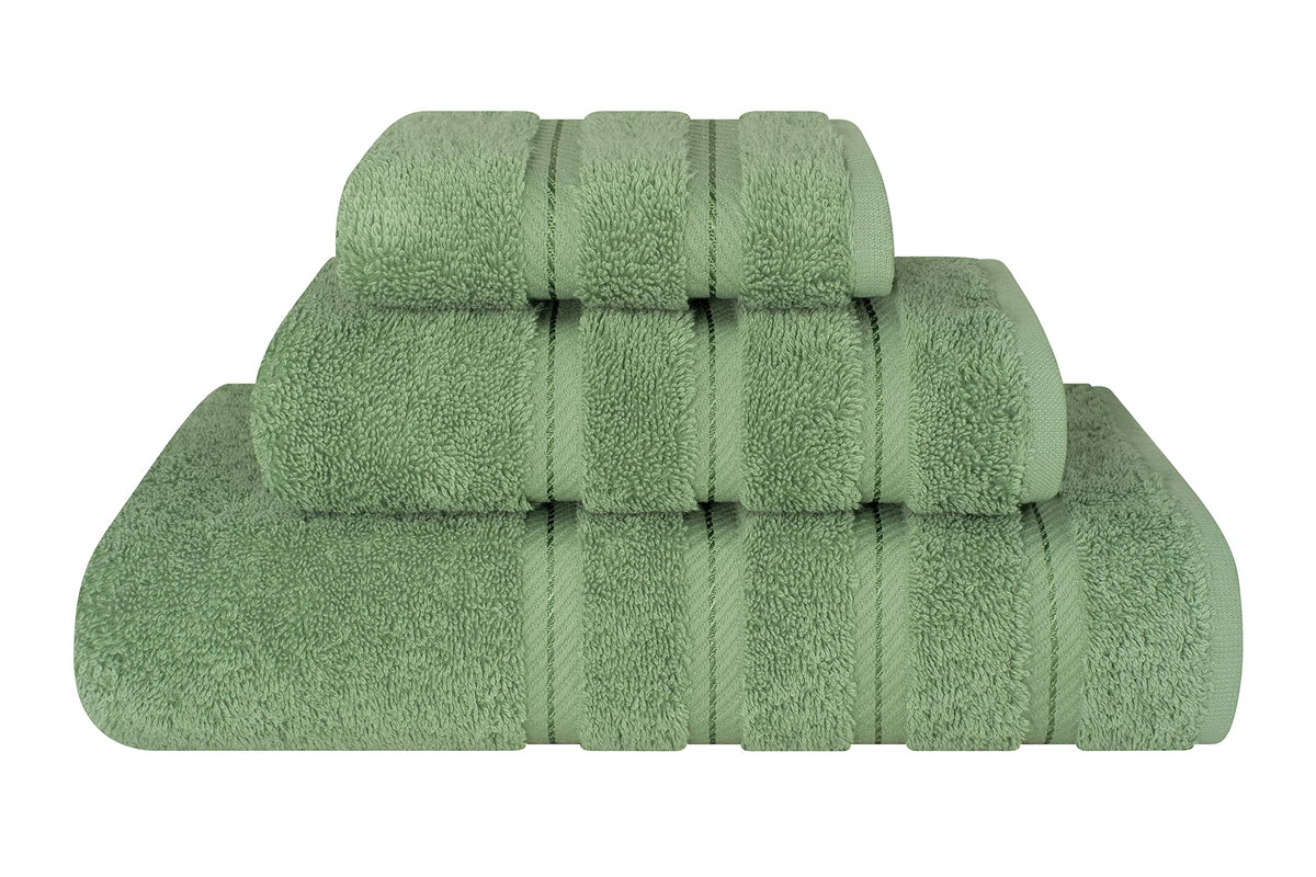 American Soft Linen Sage bath towel close-up shows plush texture and hotel-like softness