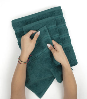 American Soft Linen Teal collection border detail for elegant bathroom decor