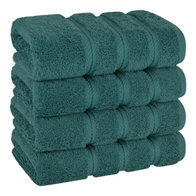 American Soft Linen Teal hand towel 16x28 folded close-up showing plush weave for everyday use